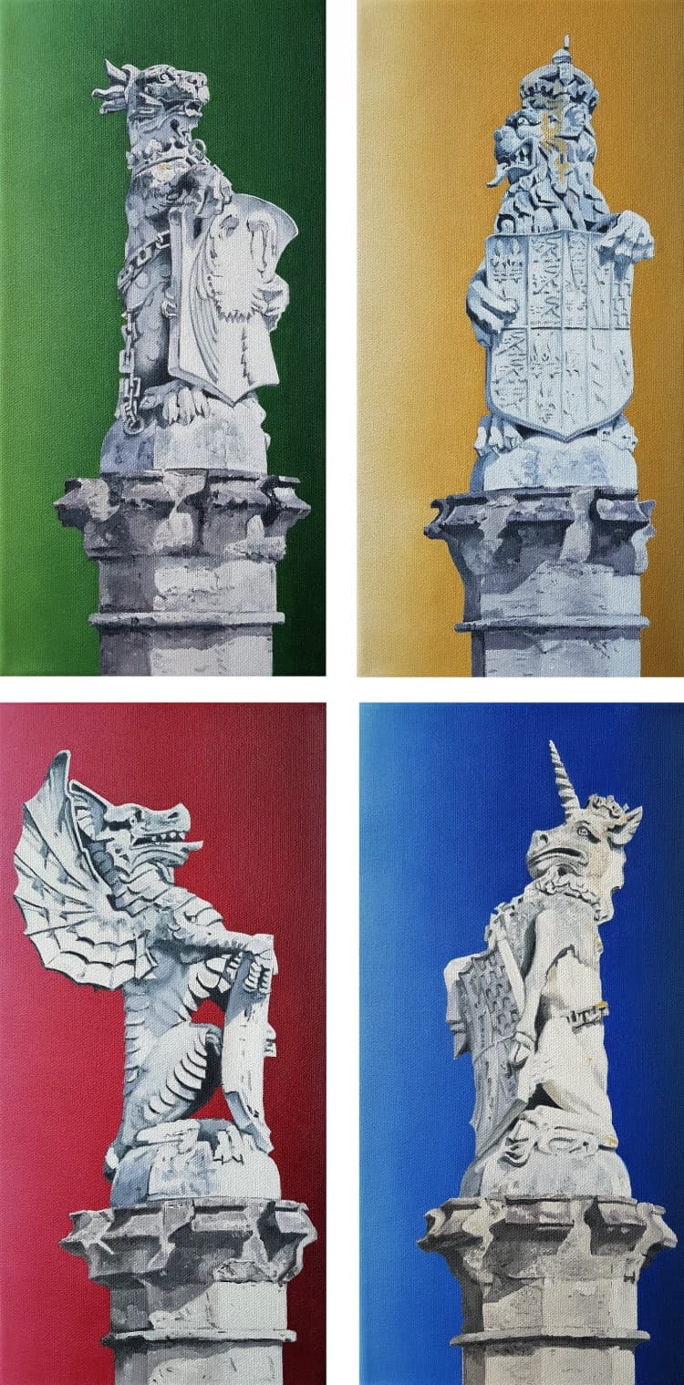 King's Beasts - Seymour Panther, King's Crowed Lion, Tudor Dragon and Seymour Unicorn