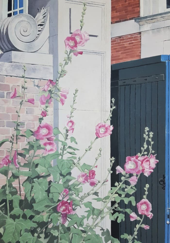 Hollyhocks by the Privy Garden Gate